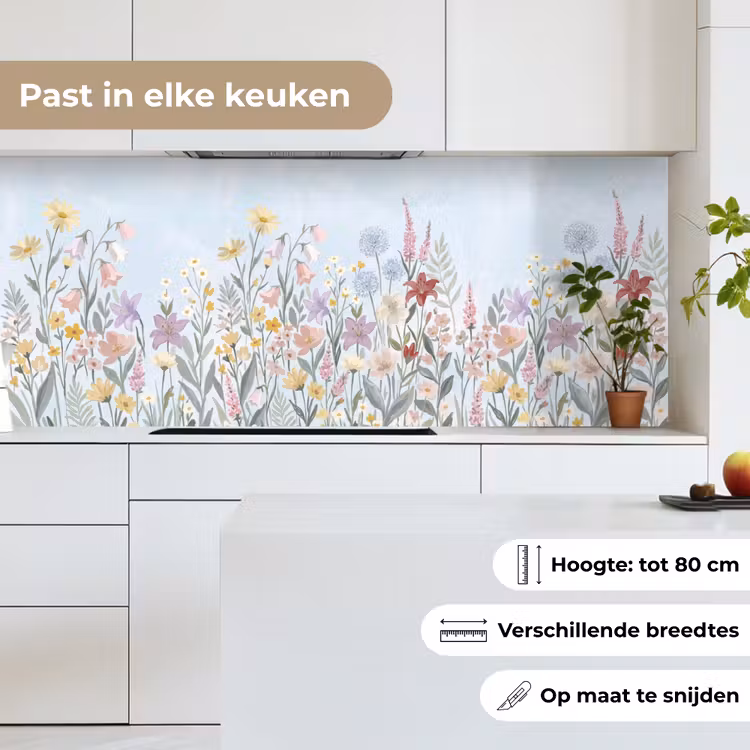 Weidebloemen - Illustratie - Kleurrijk keuken achterwand 2 middel -sfeer4_NL