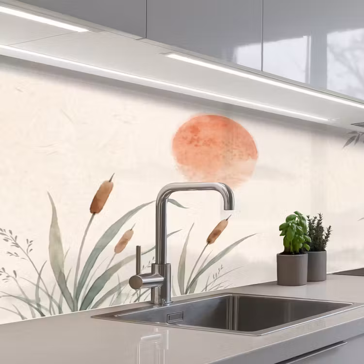 Minimalistisch - Bamboe - Groen keuken achterwand 2 middel -3d_schuin
