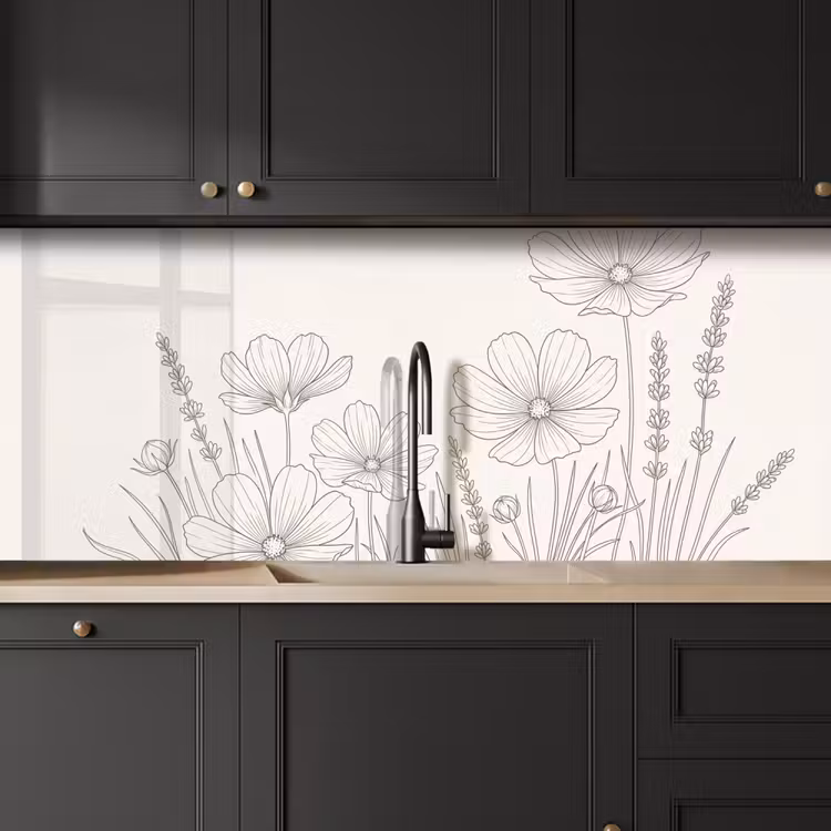 Minimalistisch - Modern - Bloemen - Beige keuken achterwand 2 middel -sfeer1