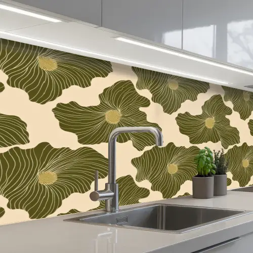 Modern - Abstract - Groen keuken achterwand 2 middel 871 -3d_schuin