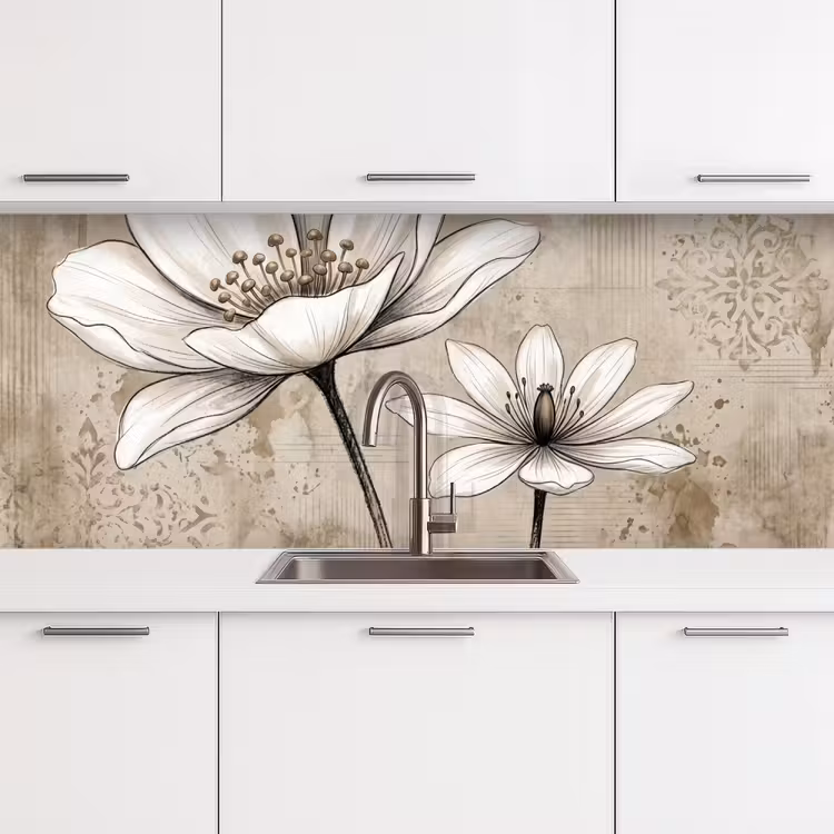 Modern - Design - Wit keuken achterwand 2 middel -3d