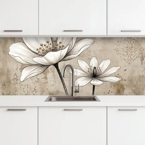 Modern - Design - Wit keuken achterwand 2 middel -3d