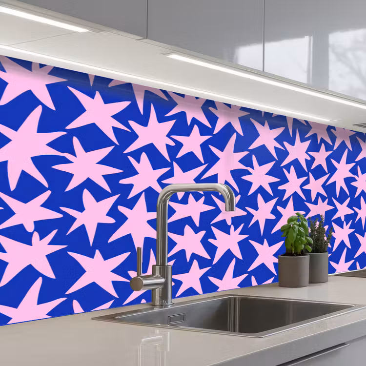 Modern - Sterren - Blauw keuken achterwand 2 middel 871 -3d_schuin