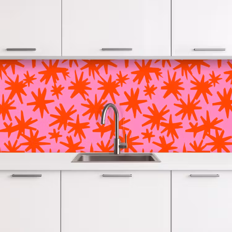 Modern - Sterren - Roze keuken achterwand 2 middel 871 -3d