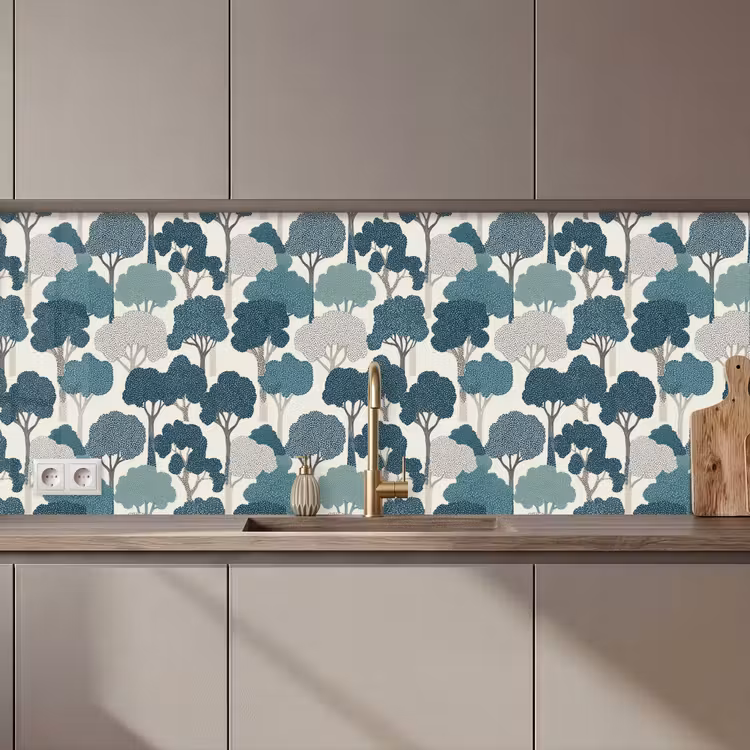 Modern - Bomen - Bos - Patroon - Blauw keuken achterwand 2 middel 871 zz_3dshopping