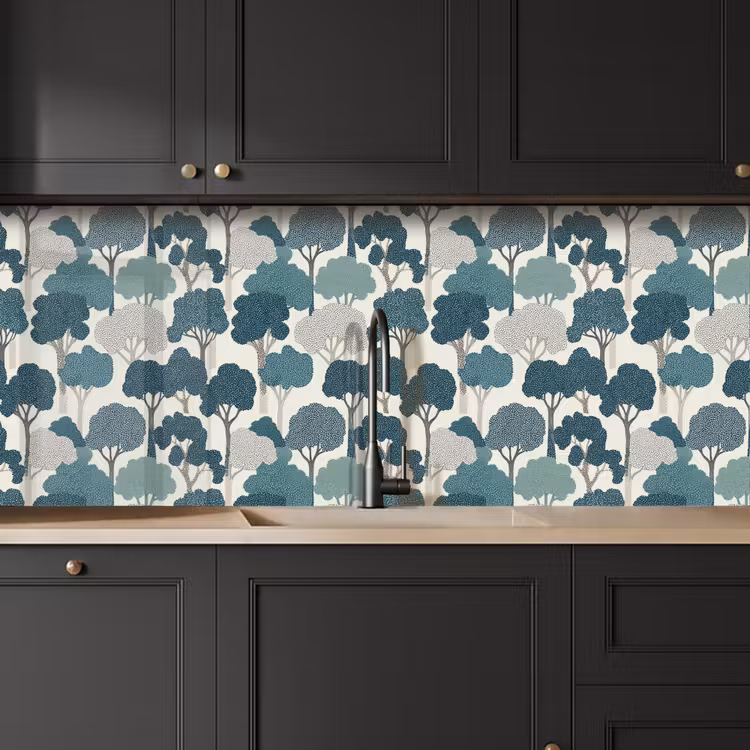 Modern - Bomen - Bos - Patroon - Blauw keuken achterwand 2 middel 871 -sfeer1