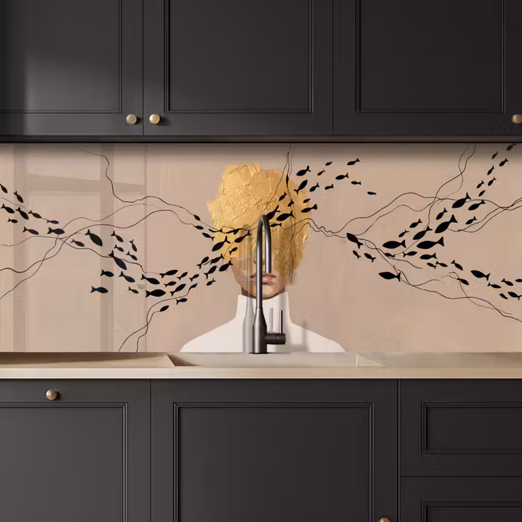 Modern - Vrouw - Goud keuken achterwand 2 middel -sfeer1