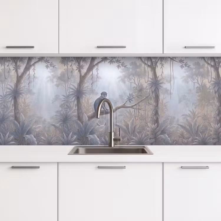 Aap - Boom - Jungle - Natuur - Grijs keuken achterwand 2 middel -3d