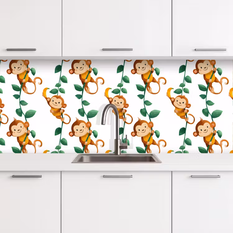 Apen - Lianen - Kleurrijk keuken achterwand 2 middel 871 -3d