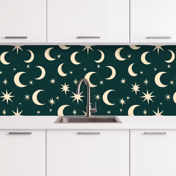 Manen - Sterren - Groen keuken achterwand 2 middel 871 -3d