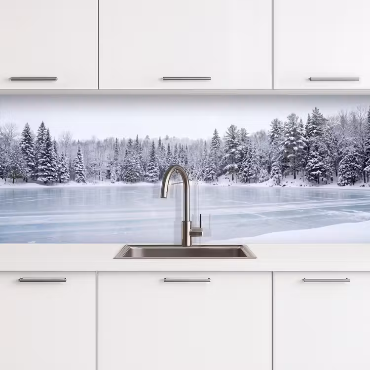 Meer - Dennen - IJs - Winter - Rustgevend keuken achterwand 2 middel -3d