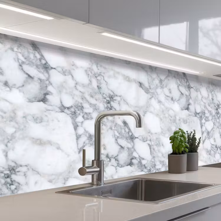 Mozaïek - Marmer - Wit - Onregelmatig keuken achterwand 2 middel 871 -3d_schuin