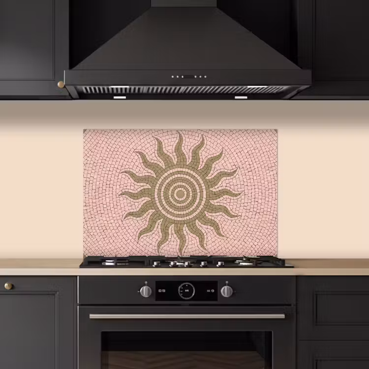 Mozaïek - Zon - Patroon - Klassiek - Roze keuken achterwand spatscherm klein -sfeer1