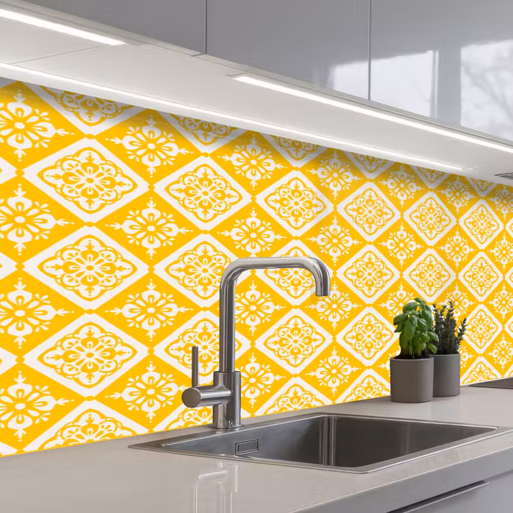 Mozaïek - Vintage - Geel - Patronen keuken achterwand 2 middel 871 -3d_schuin