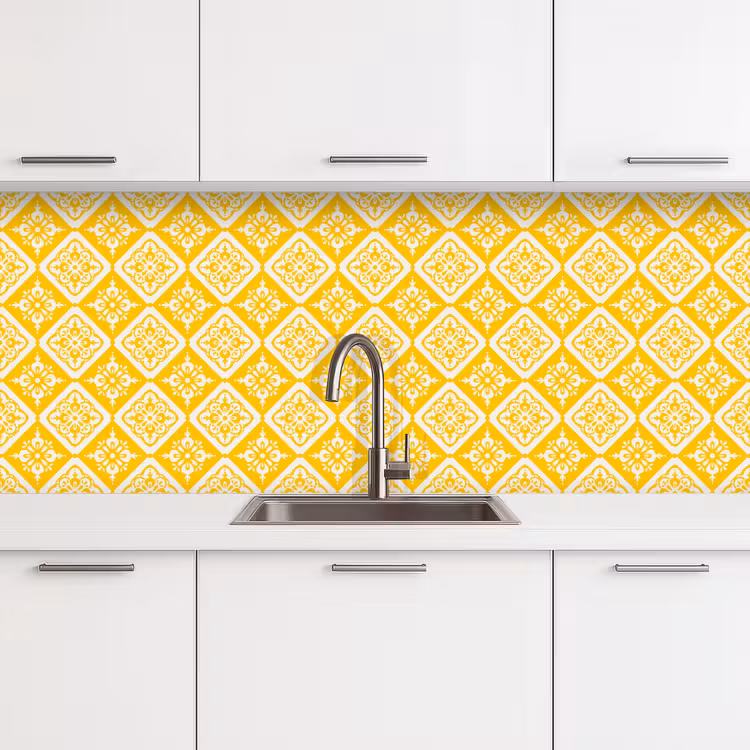 Mozaïek - Vintage - Geel - Patronen keuken achterwand 2 middel 871 -3d