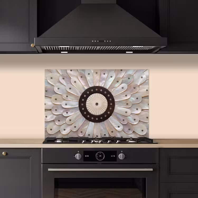 Parelmoer - Patroon - Decoratie - Ambacht - Wit keuken achterwand spatscherm klein -sfeer1