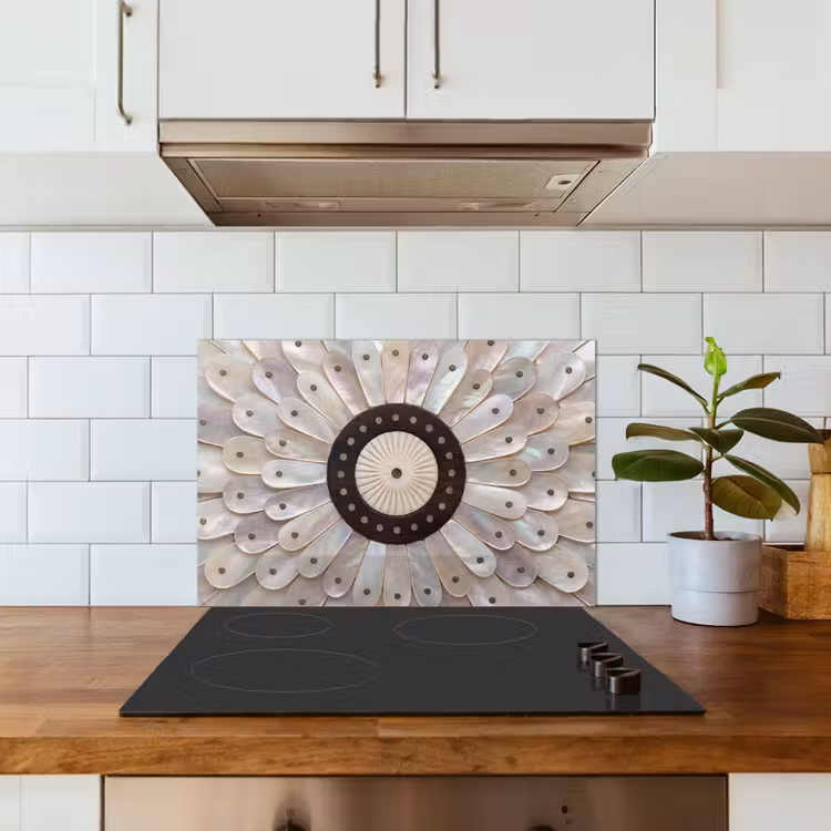 Parelmoer - Patroon - Decoratie - Ambacht - Wit keuken achterwand spatscherm klein -sfeer2