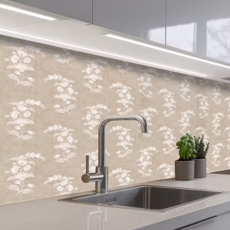 Motief - Beige - Linnen keuken achterwand 2 middel 871 -3d_schuin