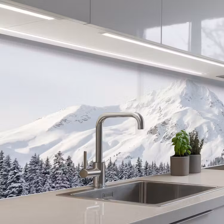 Berg - Sneeuw - Winter - Natuur - Wit keuken achterwand 2 middel -3d_schuin