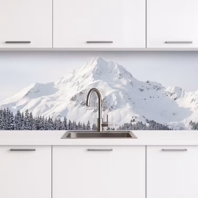 Berg - Sneeuw - Winter - Natuur - Wit keuken achterwand 2 middel -3d