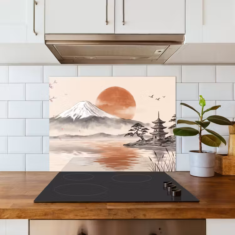 Bergtop - Meer - Bloesem keuken achterwand 2 middel -sfeer4_NL