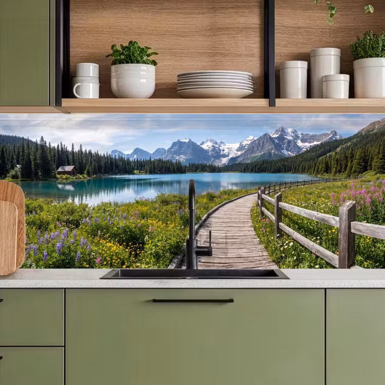 Bergen - Meer - Landschap - Blauw keuken achterwand 2 middel -sfeer3