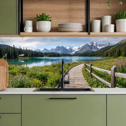 Bergen - Meer - Landschap - Blauw keuken achterwand 2 middel -sfeer3