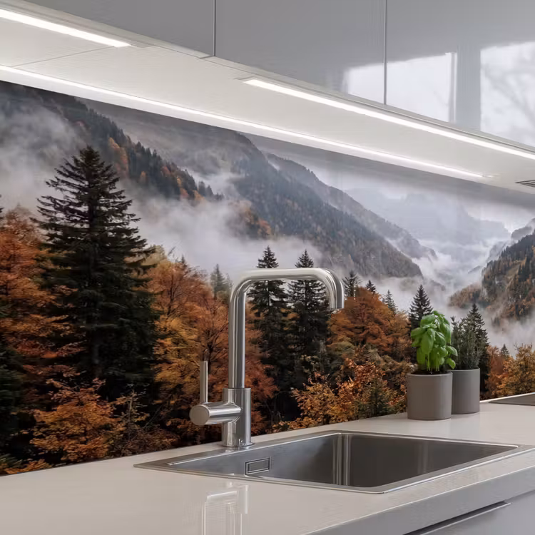 Bergen - Vallei - Mist - Herfst - Natuur keuken achterwand 2 middel -3d_schuin