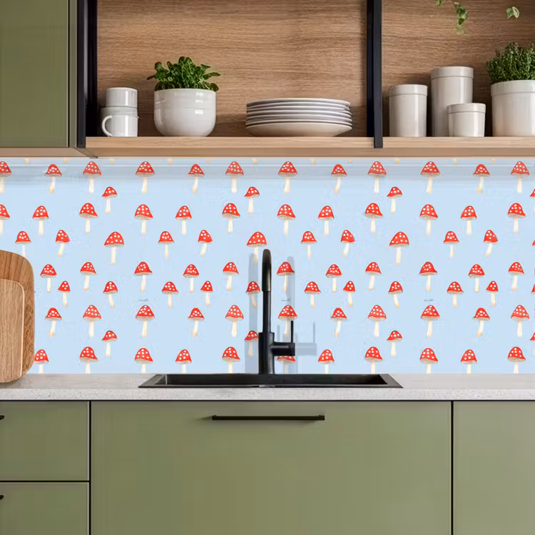 Paddenstoel -Sprookje - Blauw keuken achterwand 2 middel 871 -sfeer3