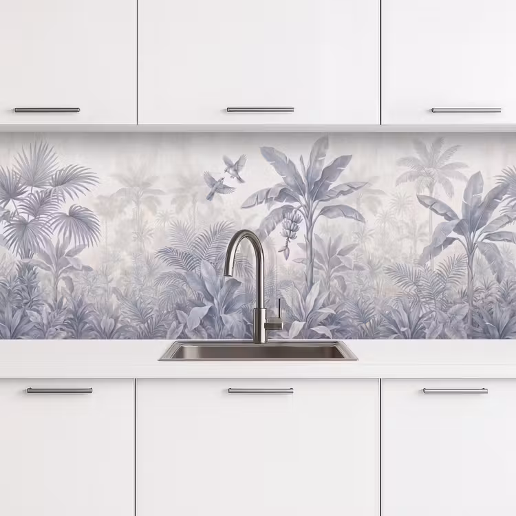 Natuur - Vogel - Jungle - Illustratie - Blauw keuken achterwand 2 middel -3d