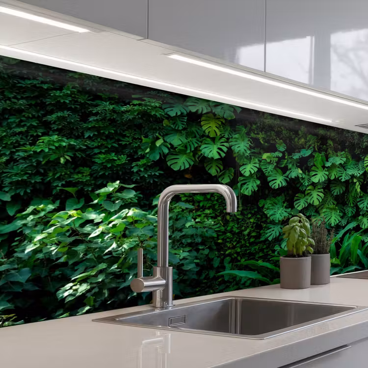 Natuur - Bos - Groen - Monstera keuken achterwand 2 middel -3d_schuin