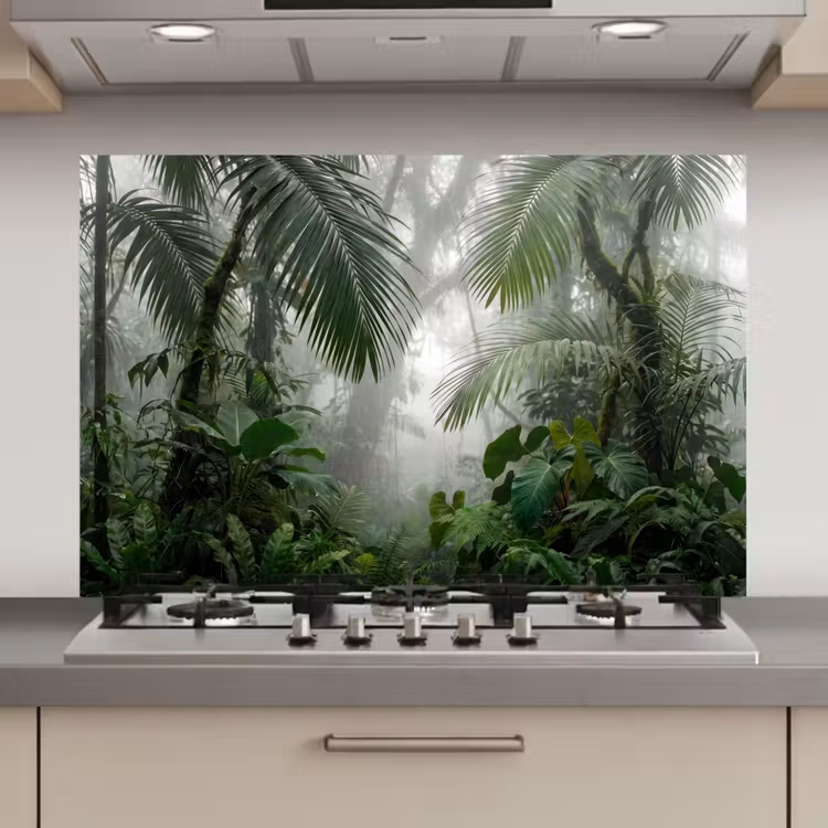 Natuur - Jungle - Mist - Tropisch - Groen keuken achterwand spatscherm klein -3d_website