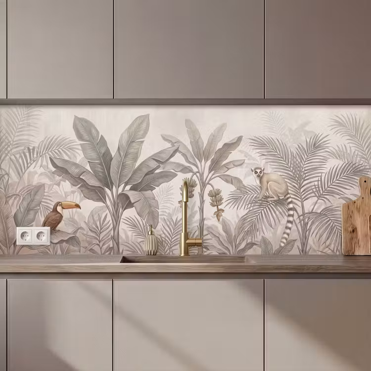 Natuur - Jungle - Ringstaartmaki - Bruin keuken achterwand 2 middel zz_3dshopping