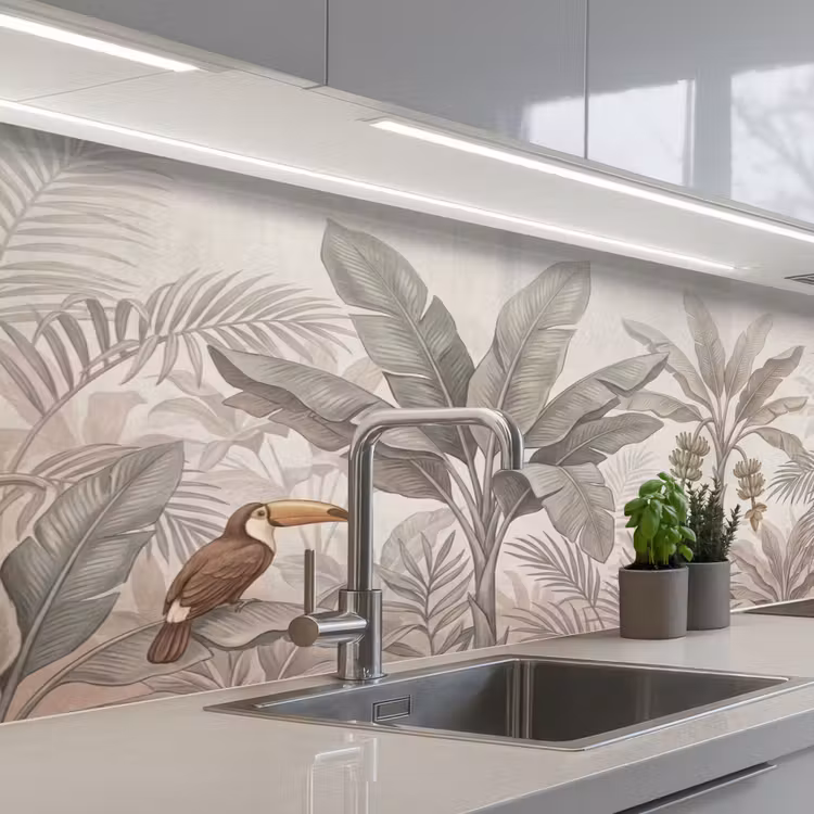 Natuur - Jungle - Ringstaartmaki - Bruin keuken achterwand 2 middel -3d_schuin