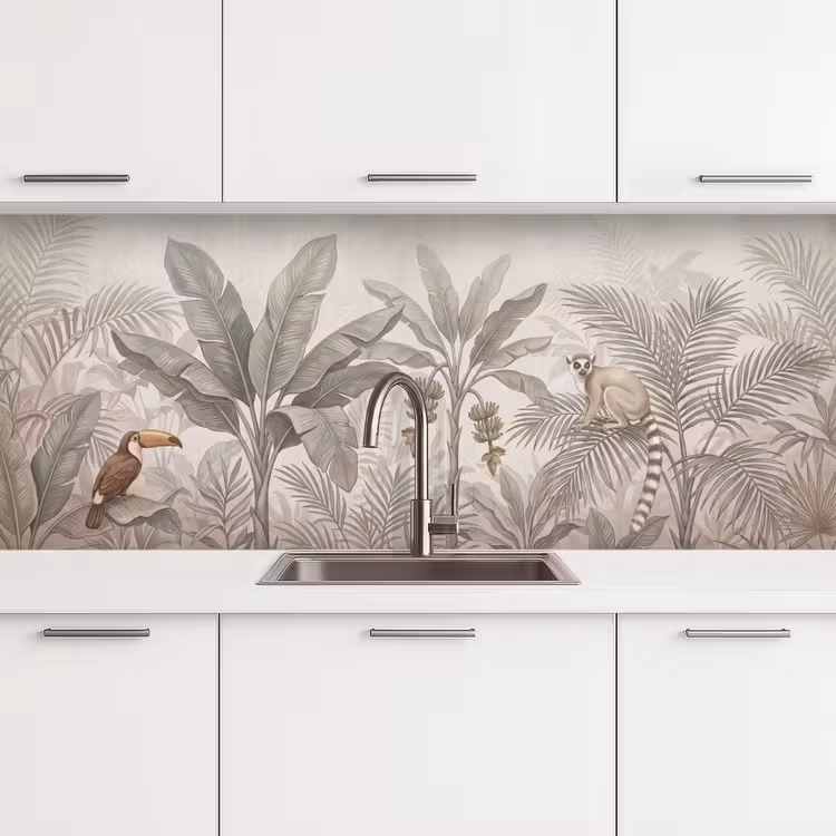 Natuur - Jungle - Ringstaartmaki - Bruin keuken achterwand 2 middel -3d