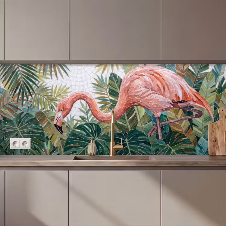 Natuur - Bladeren - Abstract - Groen - Vogel keuken achterwand 2 middel zz_3dshopping