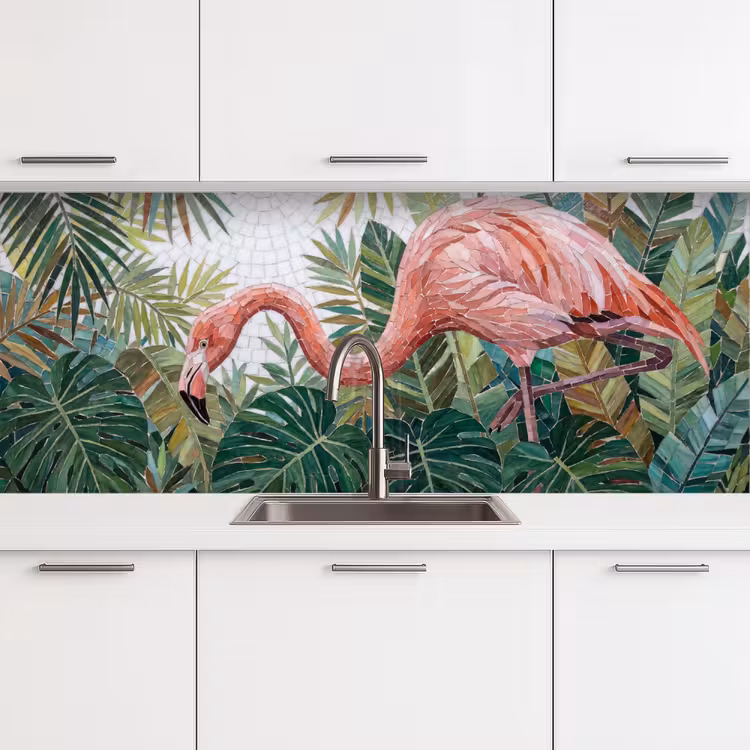 Natuur - Bladeren - Abstract - Groen - Vogel keuken achterwand 2 middel -3d