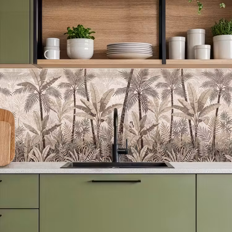 Natuur - Bladeren - Landschap - Mozaïek - Beige keuken achterwand 2 middel -sfeer3