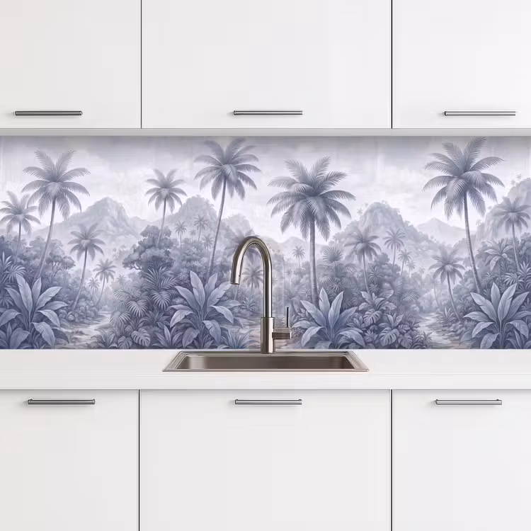 Natuur - Boom - Tropisch - Landschap - Blauw keuken achterwand 2 middel -3d