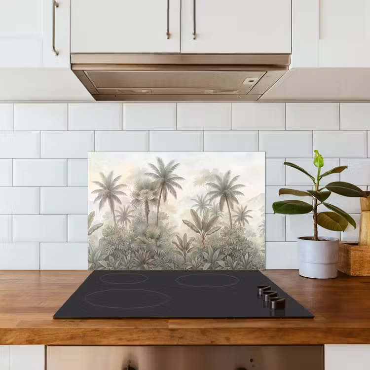 Natuur - Tropisch bos - Landschap - Aquarel - Groen keuken achterwand spatscherm klein -sfeer2