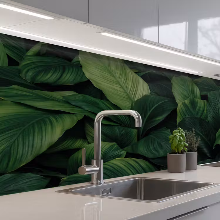 Natuur - Tropisch - Bladeren - Groen keuken achterwand 2 middel -3d_schuin