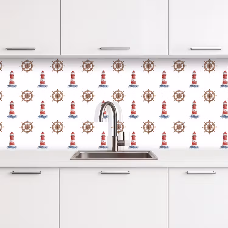 Nautisch - Klassiek - Rood keuken achterwand 2 middel 871 -3d