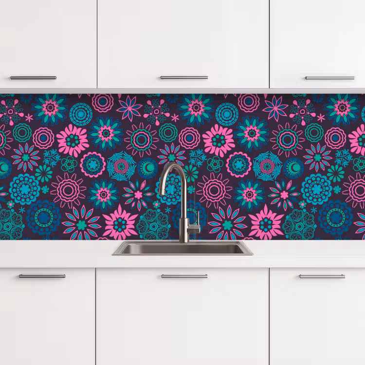 Neon - Bloemen - Patronen keuken achterwand 2 middel 871 -3d