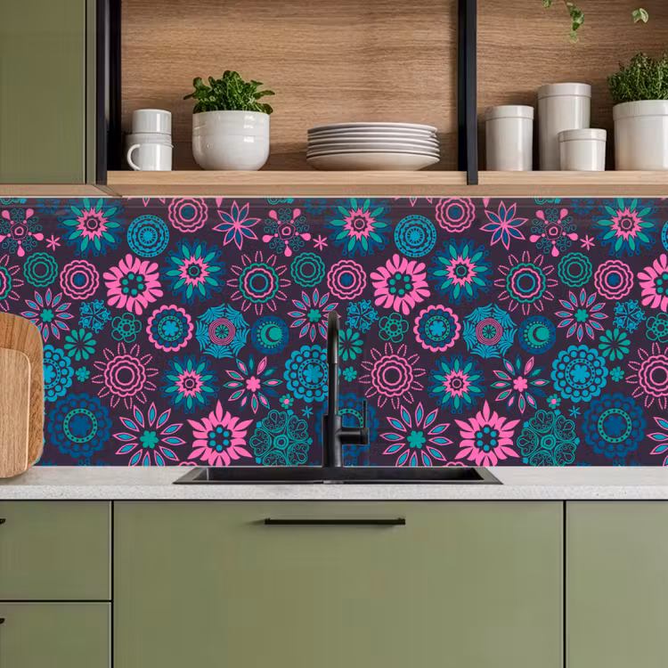 Neon - Bloemen - Patronen keuken achterwand 2 middel 871 -sfeer3