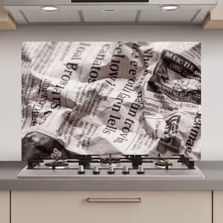 Krant - Gekreukeld - Textuur - Vintage - Zwart-wit keuken achterwand spatscherm klein -3d_website