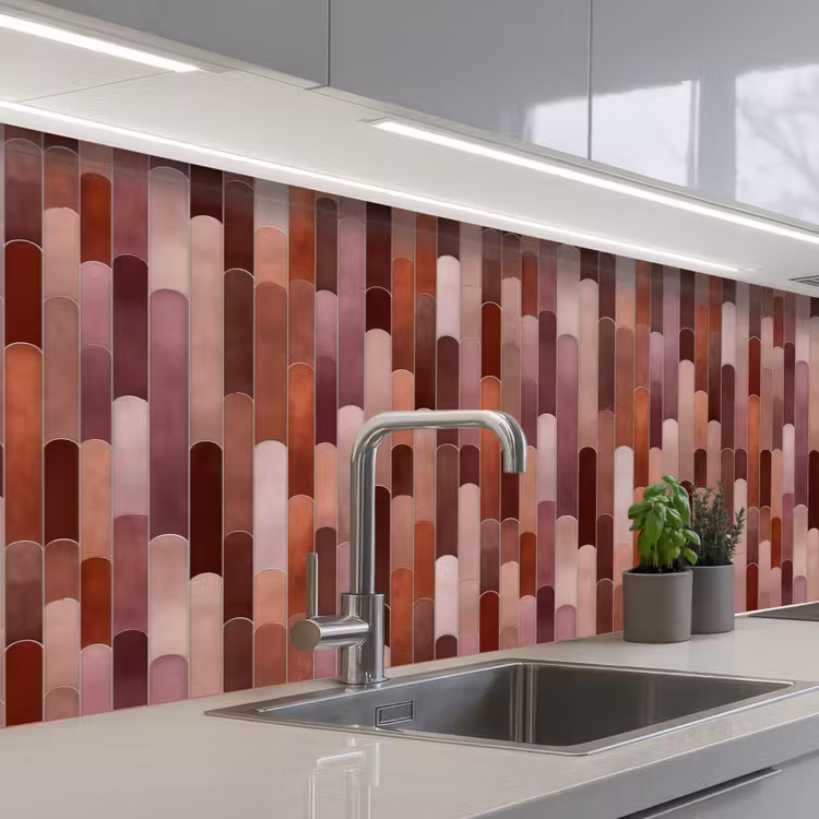 Langwerpig - Tegels - Rood - Koper keuken achterwand 2 middel 871 -3d_schuin