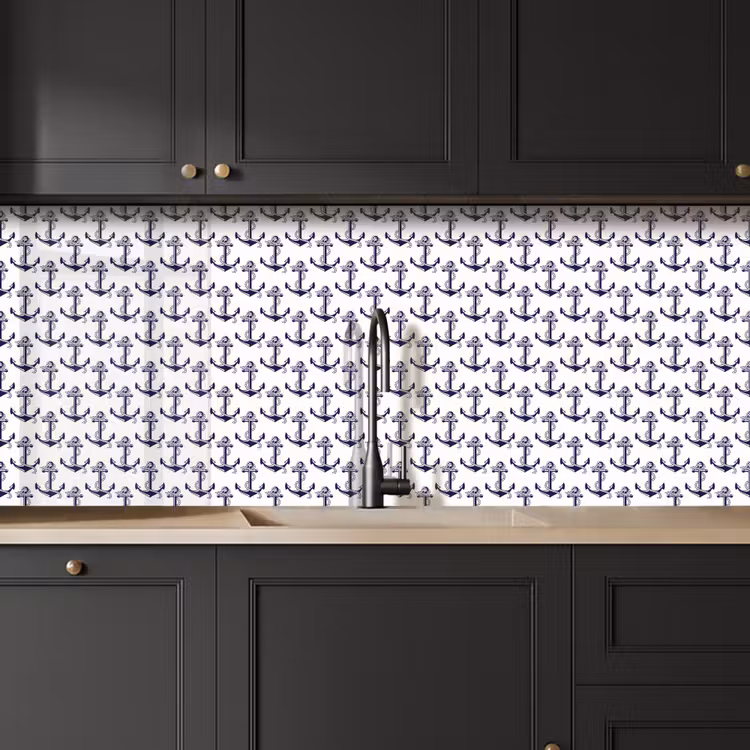 Oceaan - Anker - Blauw - Wit keuken achterwand 2 middel 871 -sfeer1