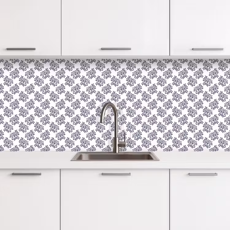 Oceaan - Koraal - Blauw - Wit keuken achterwand 2 middel 871 -3d