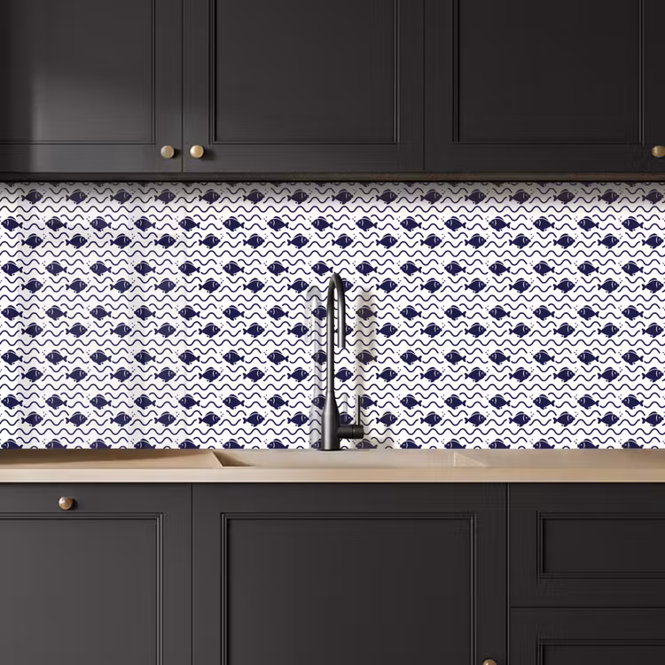 Oceaan - Visachtig - Blauw - Wit keuken achterwand 2 middel 871 -sfeer1