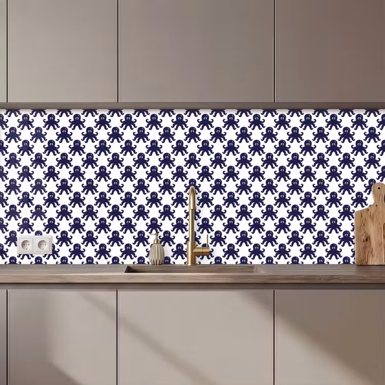 Oceaan - Octo - Blauw - Wit keuken achterwand 2 middel 871 zz_3dshopping